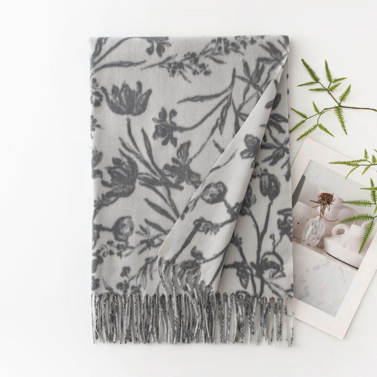 Women Fashion Casual Printed Warm Thickened Imitation Cashmere Scarf