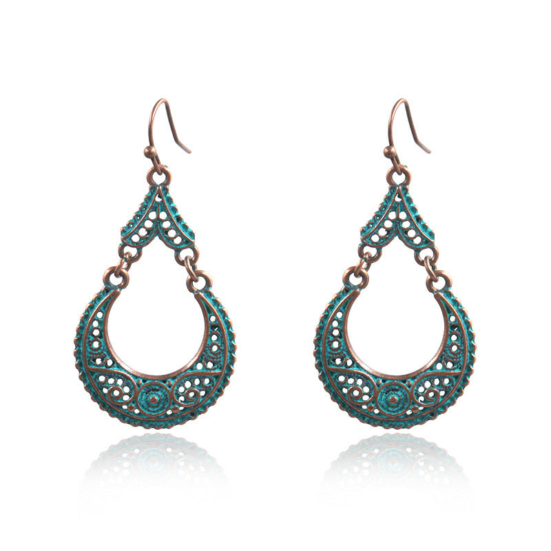 Boucles d'oreilles bohèmes vintage en forme de goutte turquoise