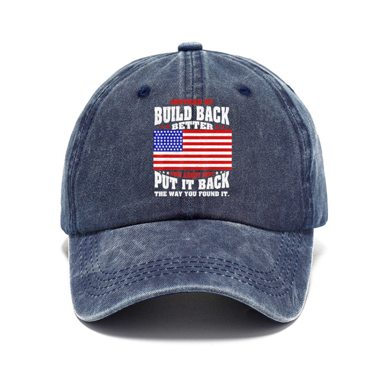 Men Women Fashion Casual Vintage Solid Color Letter Cap