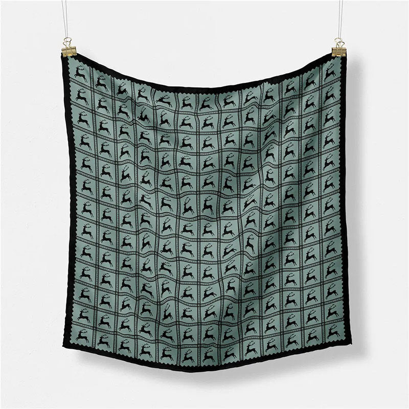 Pañuelo cuadrado de seda estampado a la moda para mujer con estilo artístico retro