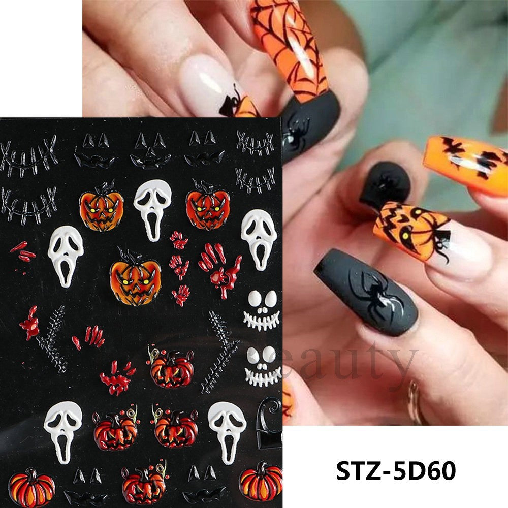 Halloween Lip Mask Spider Relief Nail Art Sticker