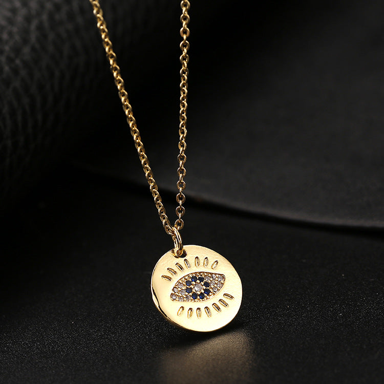 Collar con colgante de ojo de diablo de circonita multicolor para mujer
