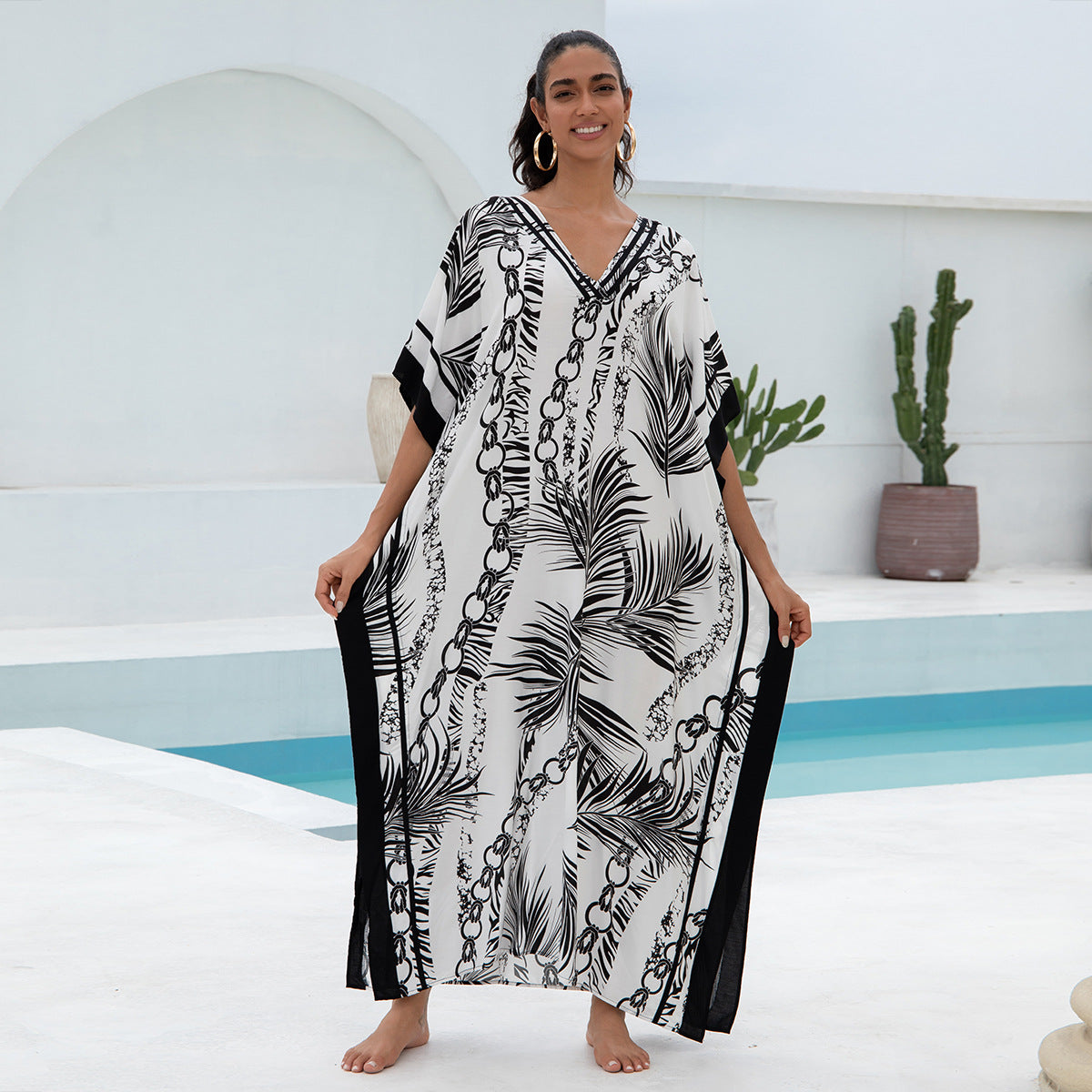 Traje de baño de cuello en V con estampado informal a la moda para mujer