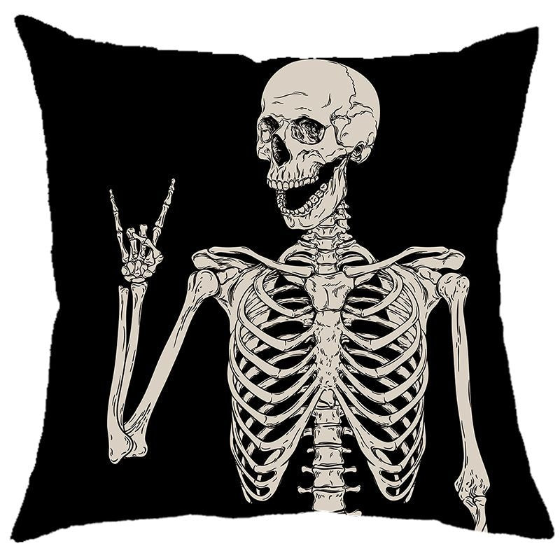 Halloween Pumpkin Skull Print Linen Sofa Cushion Cover