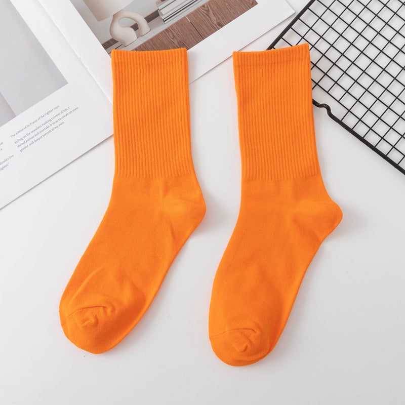 Calcetines de algodón hasta la rodilla de color liso para mujer