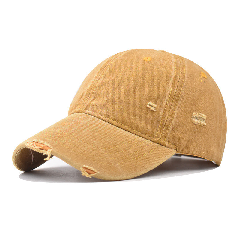 Fashion Casual Solid Color Ripped Baseball Cap Cotton Unisex Style