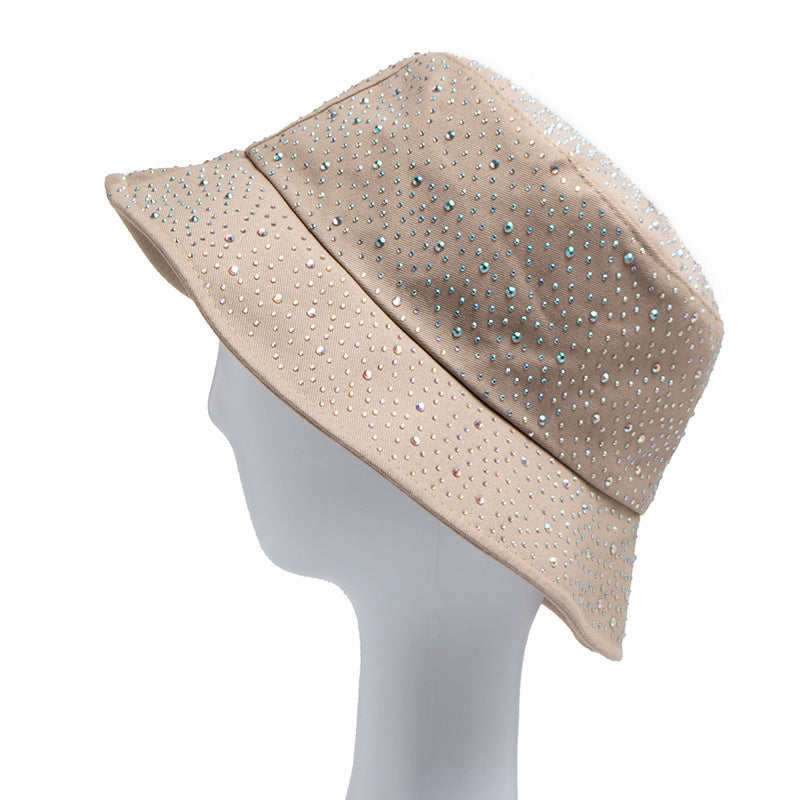 Women Simple Fashion Rhinestone Sunshade Bucket Hats