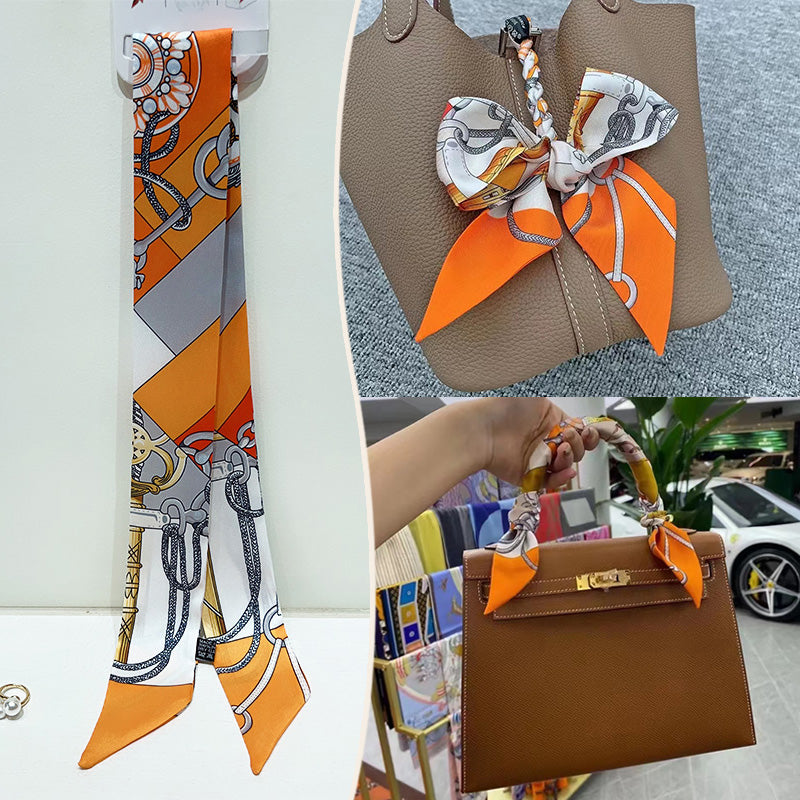 Fashion Printed Ribbon Tie Bag Handle Scarf