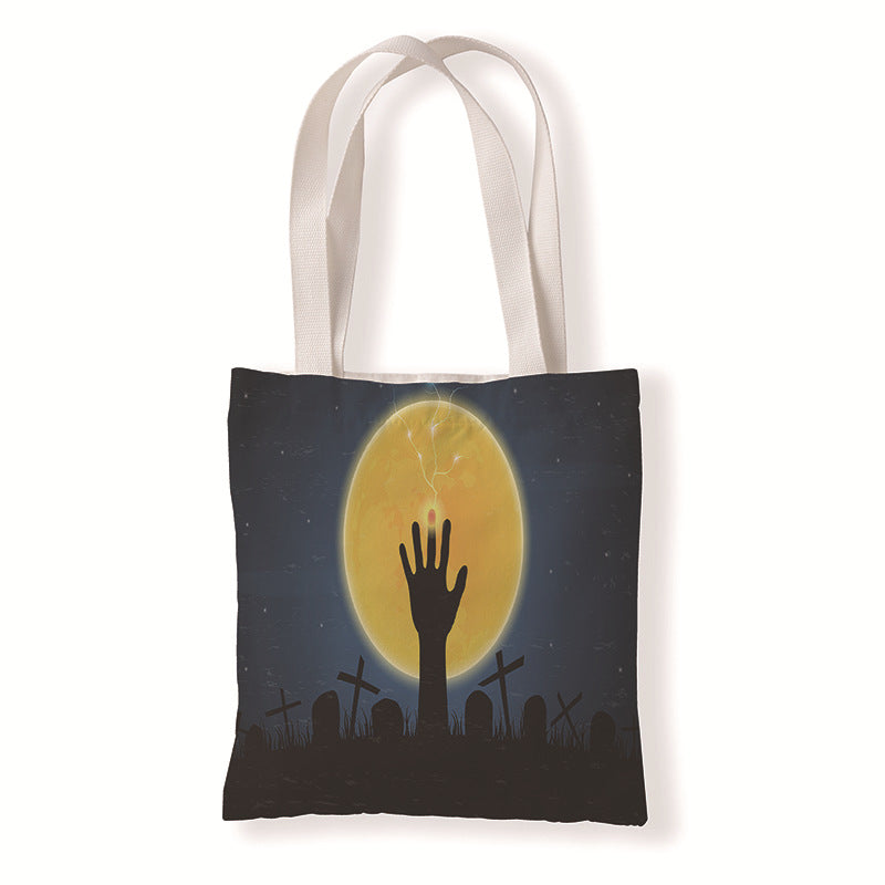 Bolsa de lona con estampado de dibujos animados de Halloween y terror