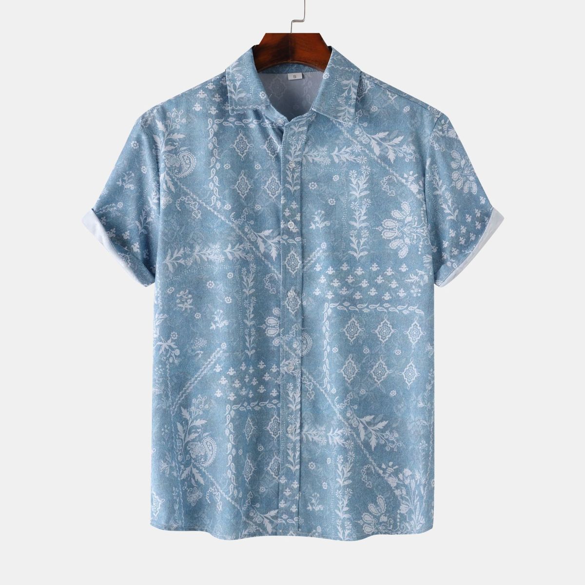 Men Summer Leisure Vacation 3D Flower Print Shirt