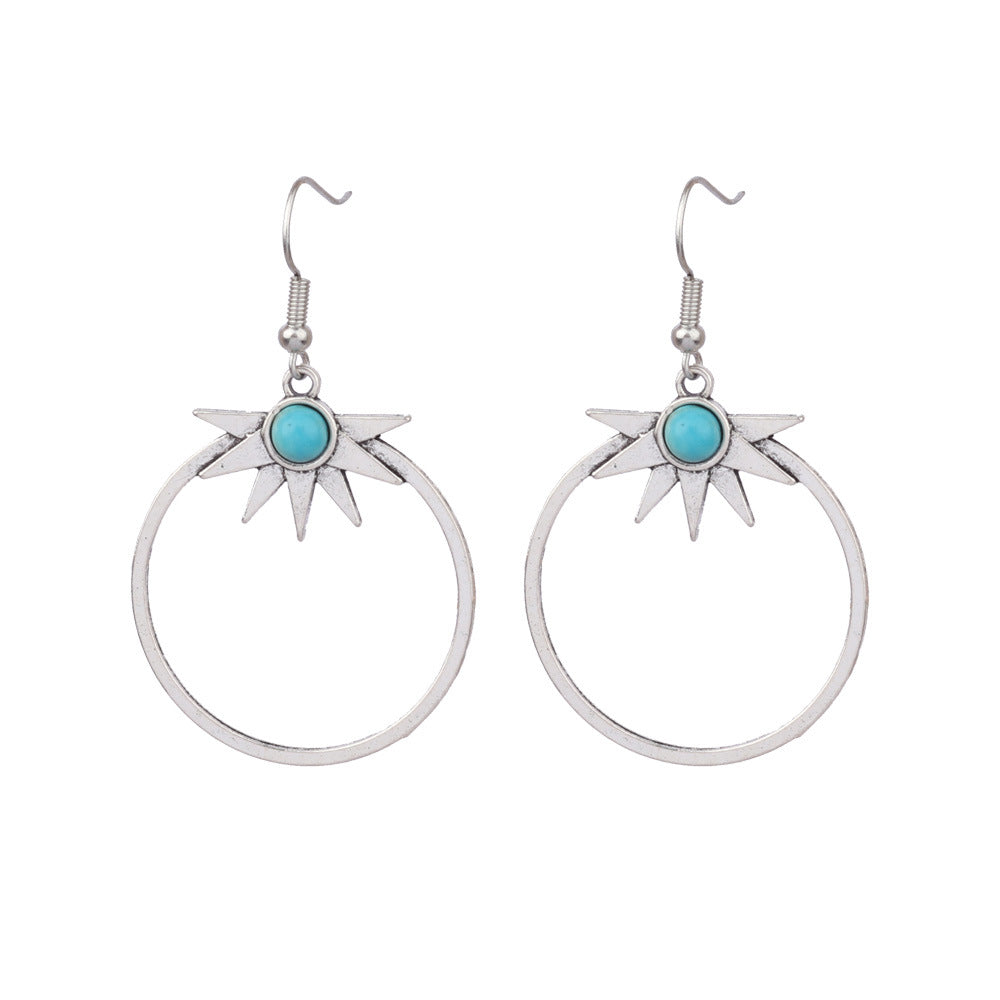 Conjunto de pendientes turquesa retro de estilo étnico bohemio