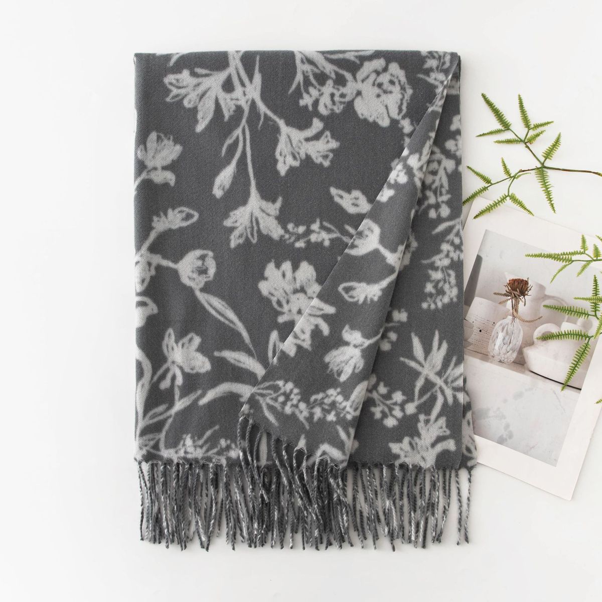 Women Fashion Casual Printed Warm Thickened Imitation Cashmere Scarf