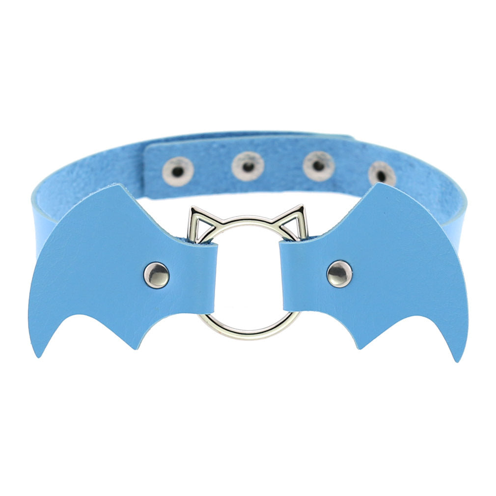 Halloween Women Gothic Bat Pu Leather Chokers