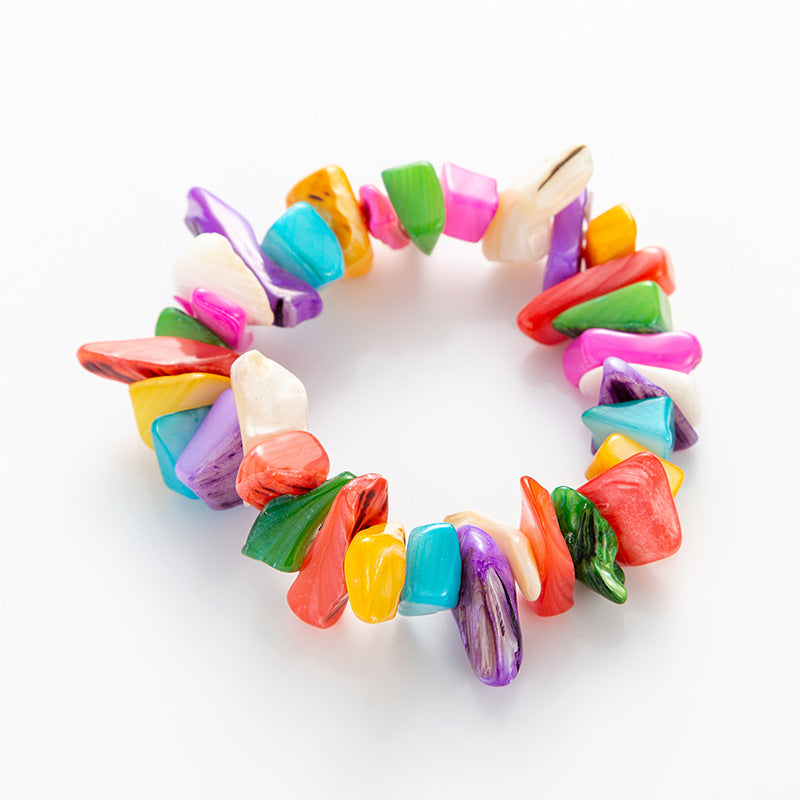 Bohemian Multicolor Irregular Stones Conch Bracelet