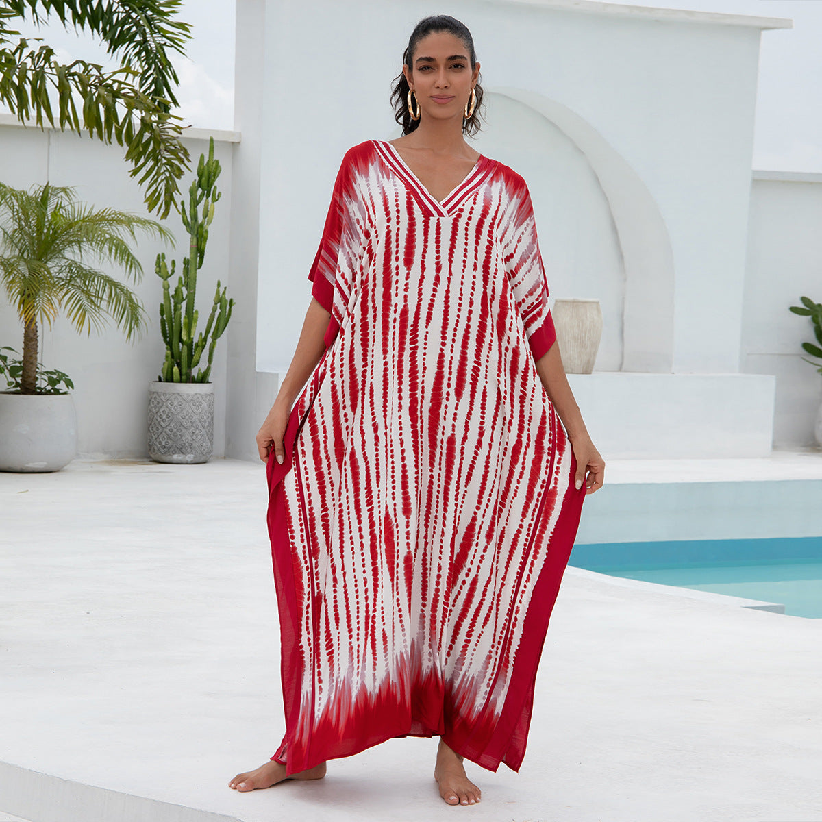 Traje de baño de cuello en V con estampado informal a la moda para mujer