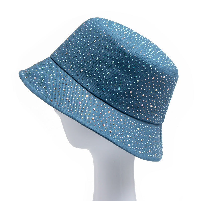 Women Simple Fashion Rhinestone Sunshade Bucket Hats