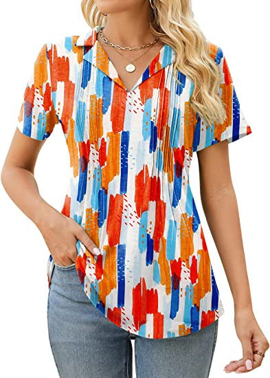 Summer Women Casual V-Neck Short Sleeve Blank T-Shirt