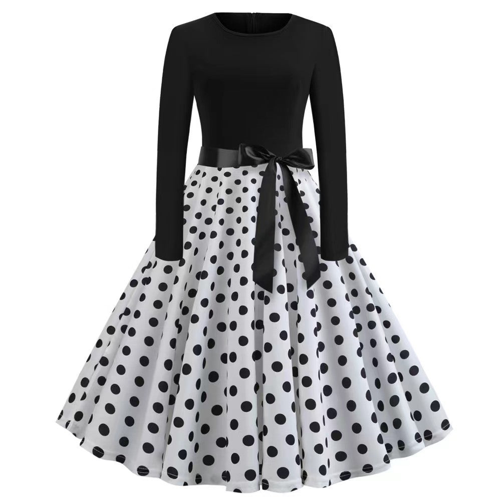 Vestido de manga larga de otoño con estampado de dibujos animados para mujer
