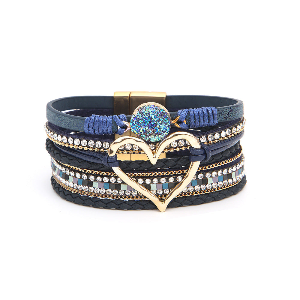 Bohemian Multi-Layer Leather Heart Bracelet