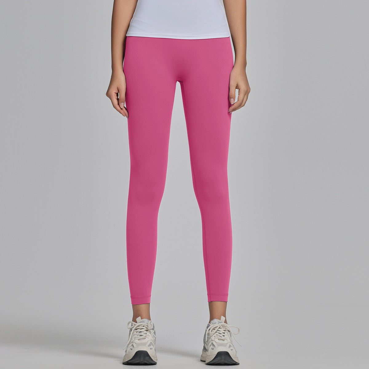 Leggings de yoga de cintura alta sin costuras para mujer, color liso, ajustados, ropa deportiva