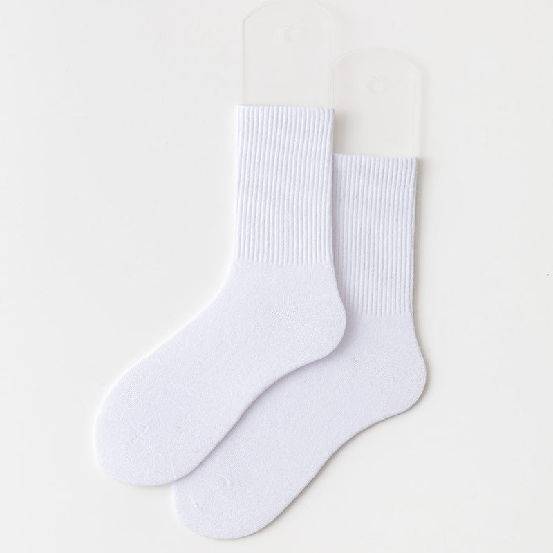 Calcetines casuales de algodón de color sólido para mujer