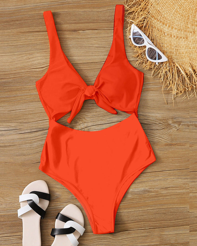 Women Summer Vacation Color Blocking Triangle Swimsuit