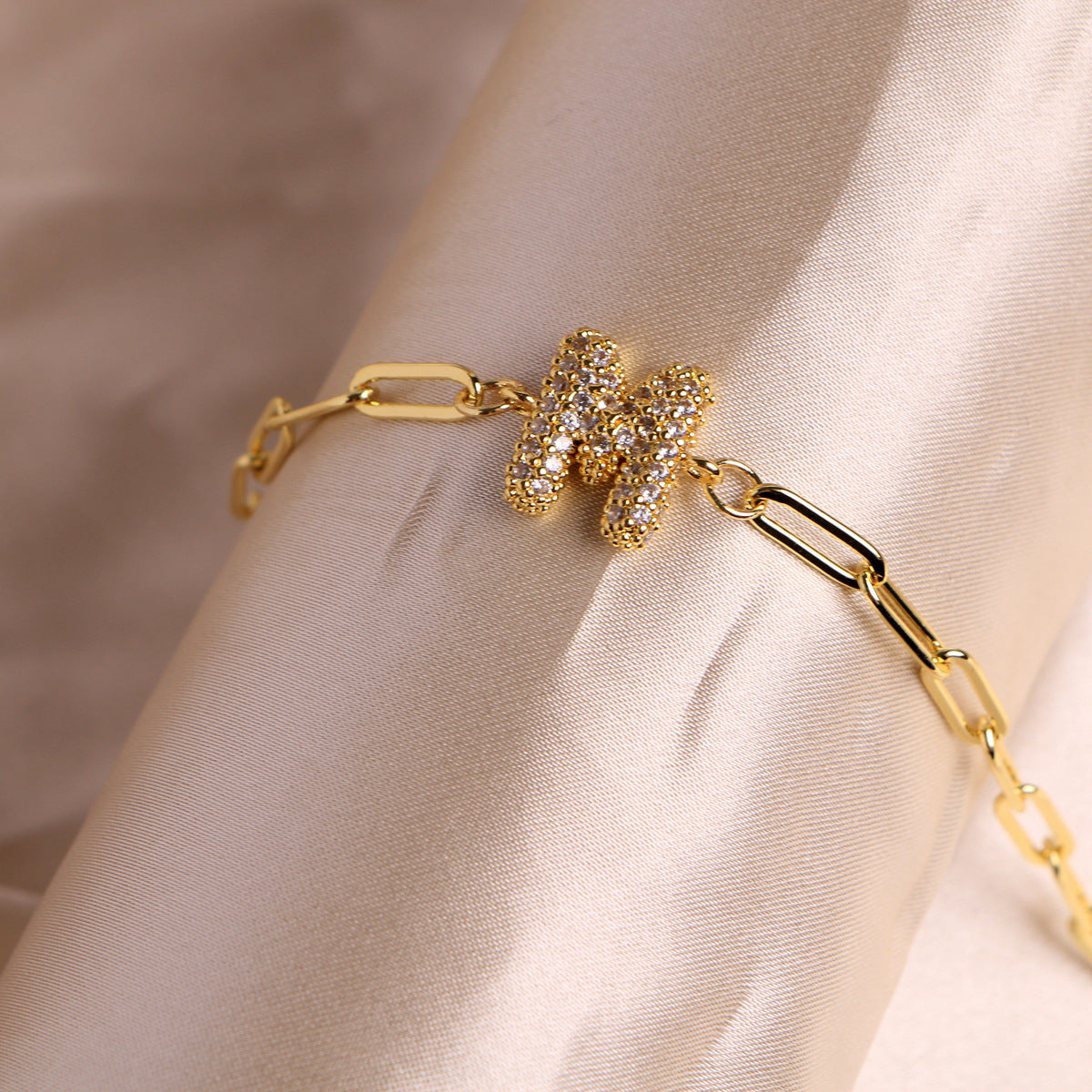 Fashion 26 Zircon Alphabet Clip Chain Bracelet