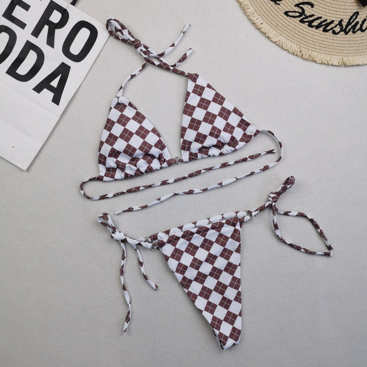 Women Sexy Lace-Up Print Bikini