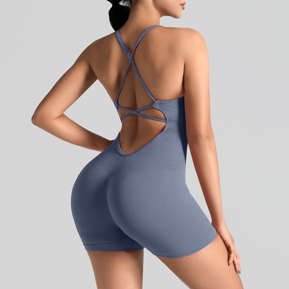 Women Fashion Backless Quick-Drying Yoga Rompers