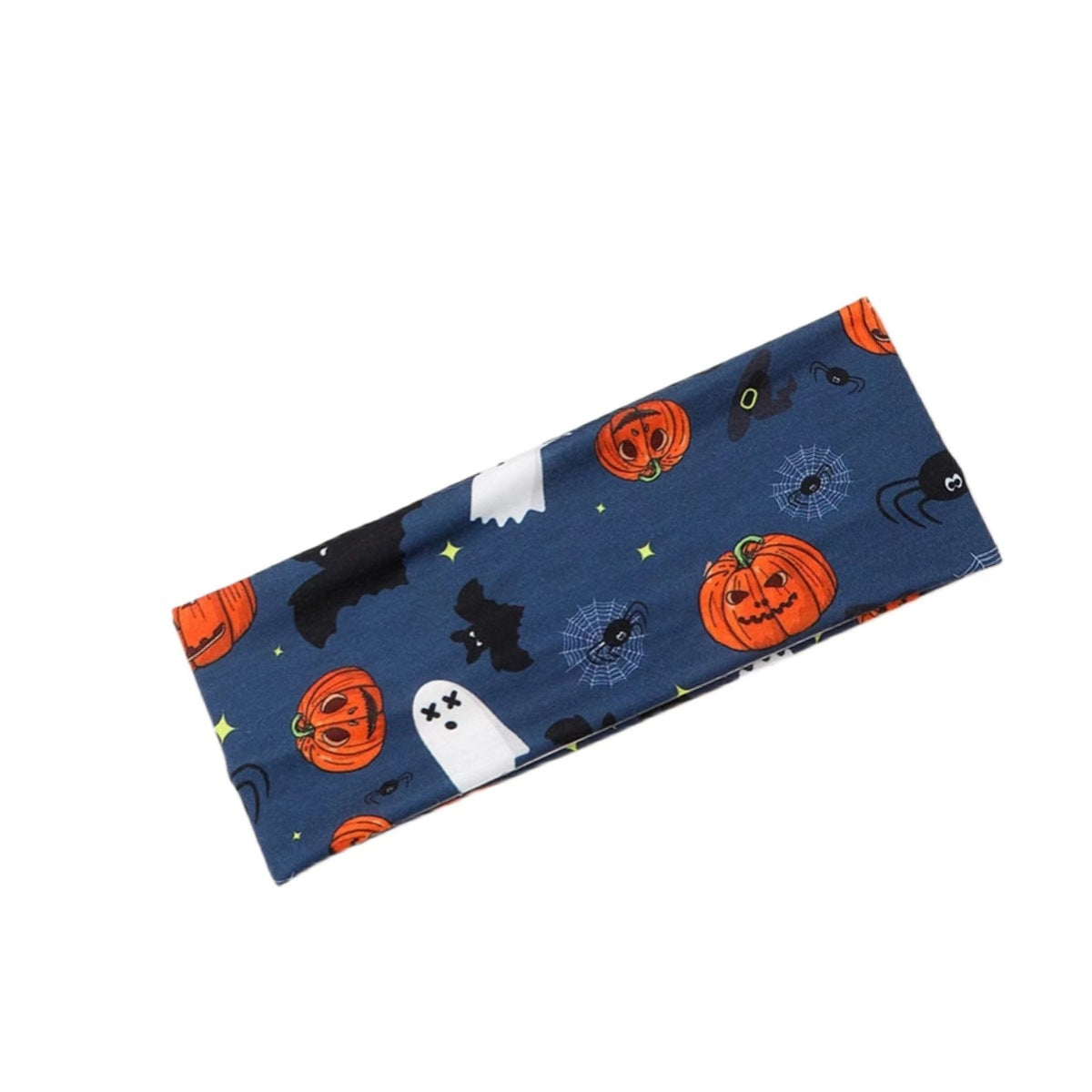 Bandeau de yoga pour cheveux en tissu éponge motif crâne d'Halloween, citrouille et toile d'araignée