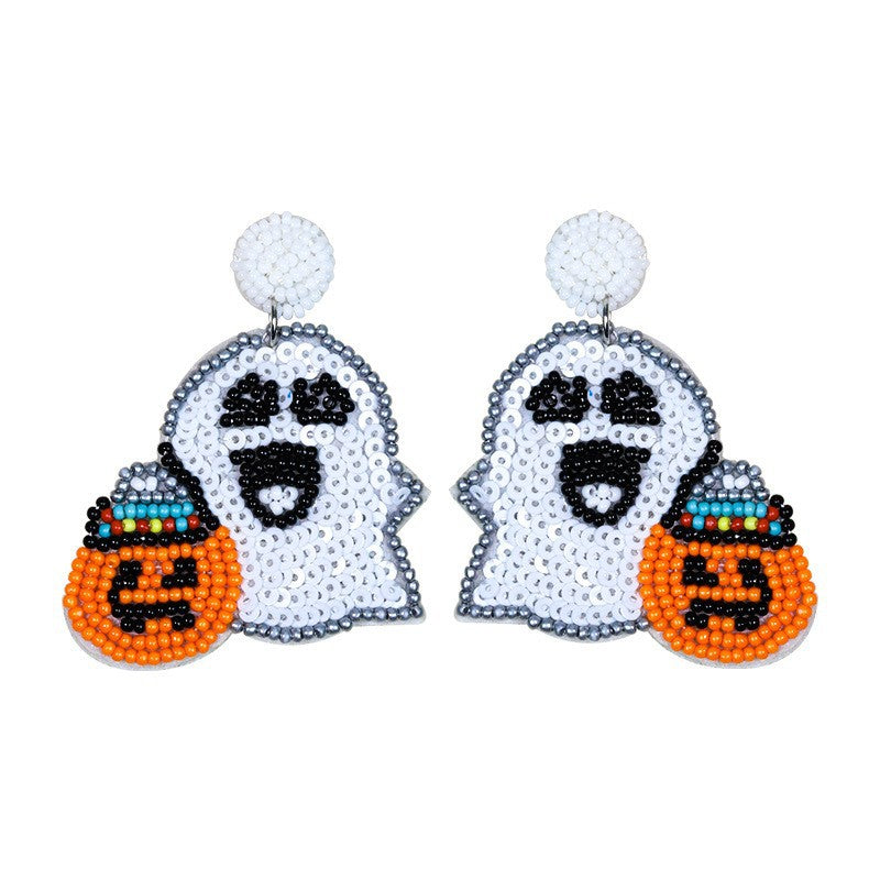 Pendientes de cuentas divertidos con dibujos animados de Halloween para mujer