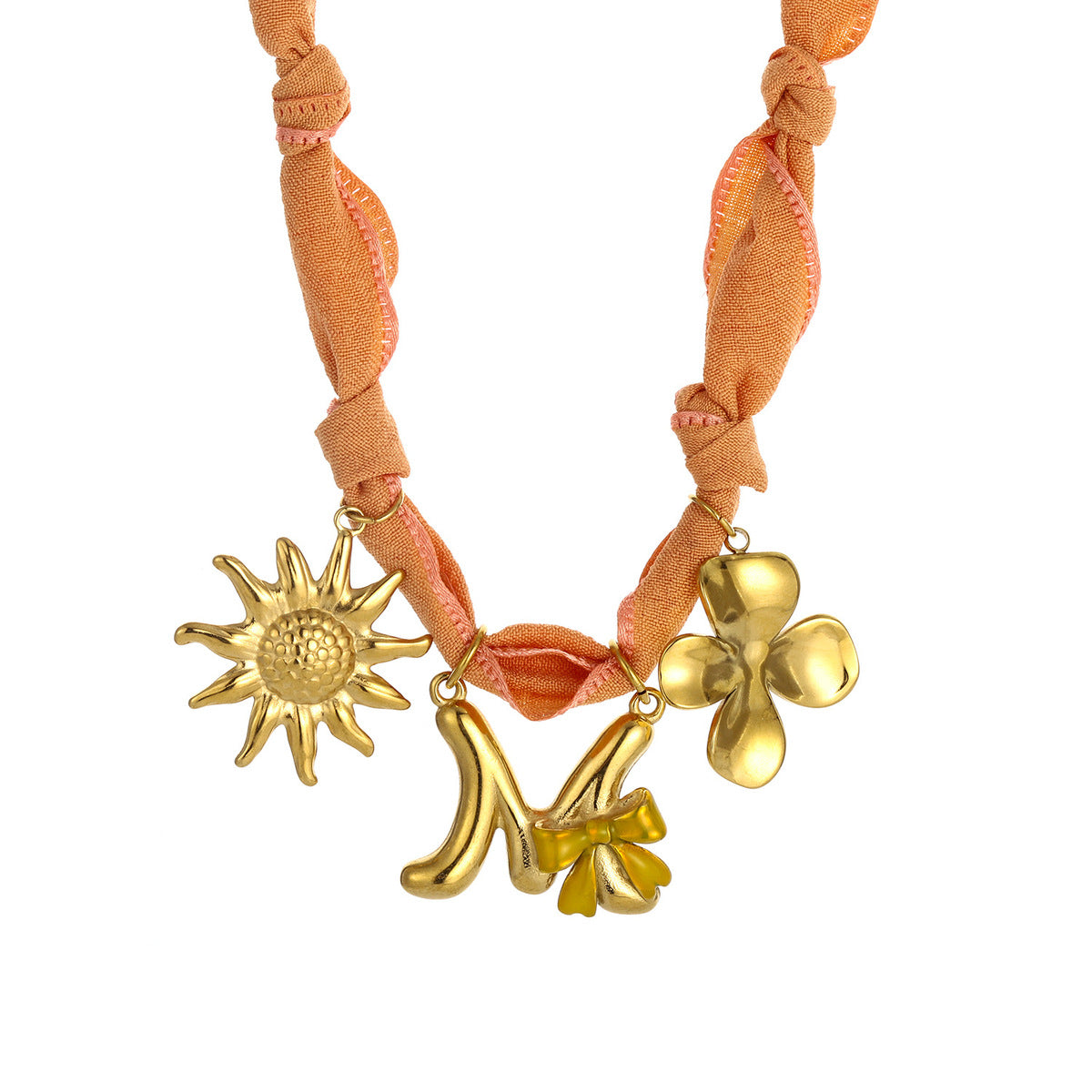 Collares de seda con colgante de letras inglesas y aceite de gota hechos a mano para mujer