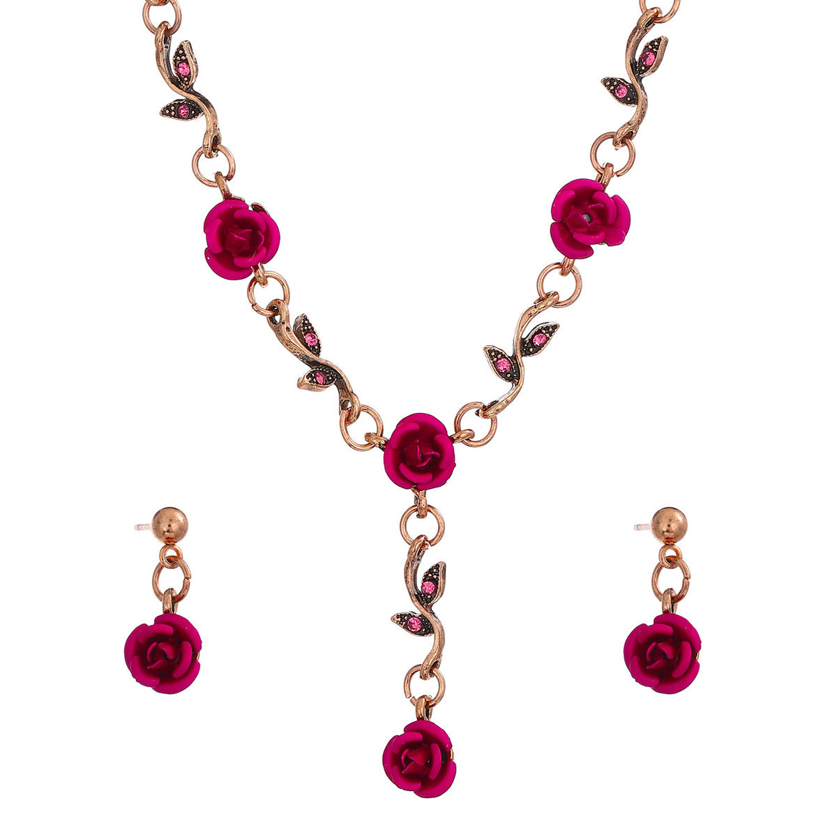 Ensemble de bijoux floraux roses vintage trois pièces