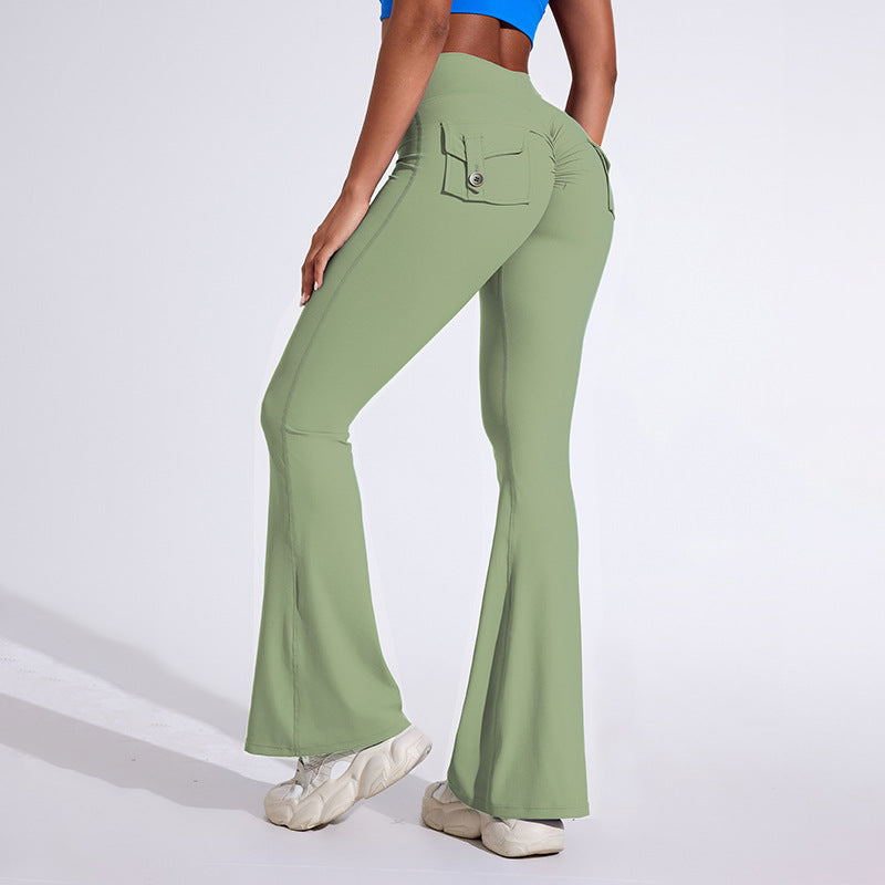 Pantalon de yoga sexy à poches de couleur unie pour femme