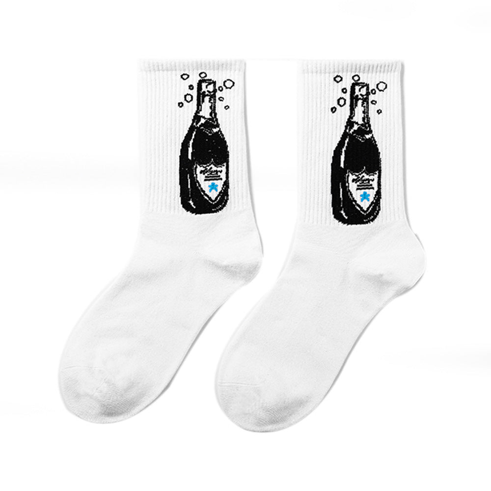 Calcetines de Halloween para hombre con diseño punk de calavera y palmeras y astronauta