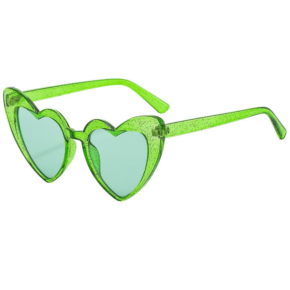 Retro Heart Shaped Sunglasses Resin Frame Literature and Art Style