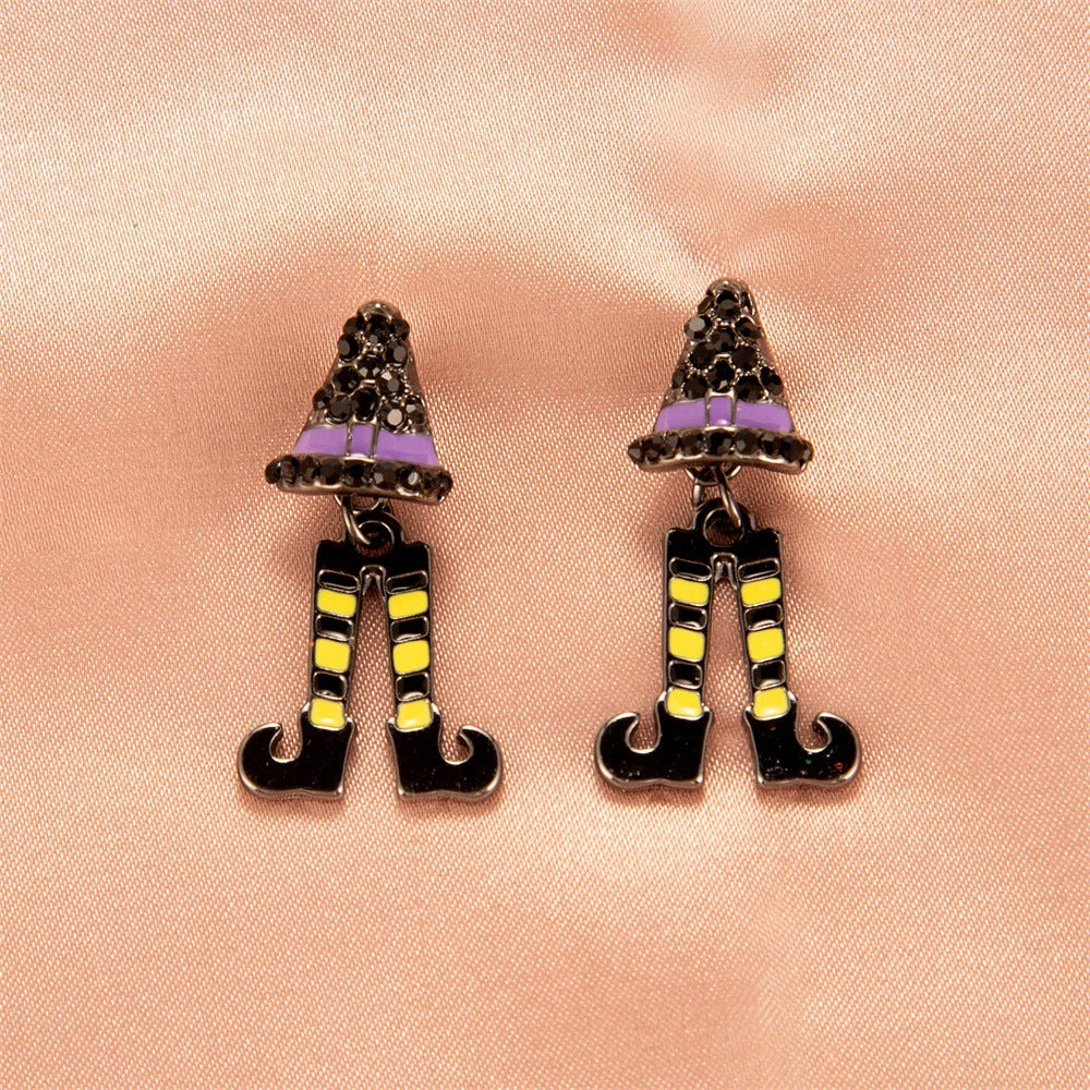 Halloween Women Cartoon Skeleton Pumpkin Bat Earrings