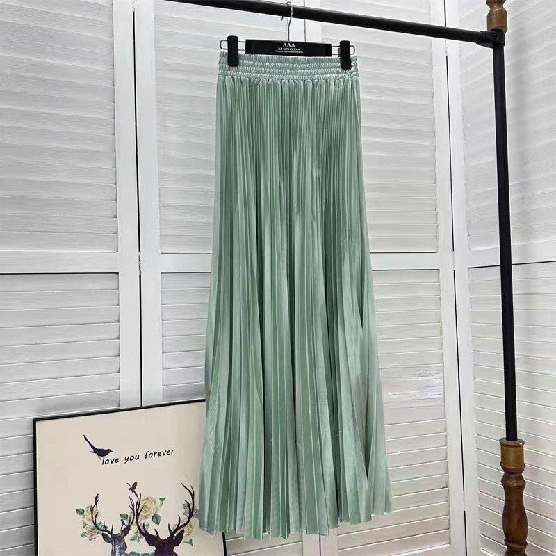 Women Fashion Solid Color Pleated Skirt in Cotton Silk