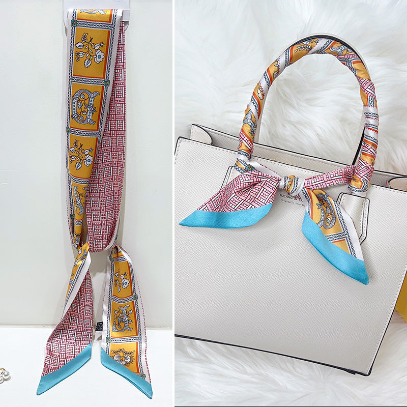 Bufanda con asa para bolso con lazo estampado de moda