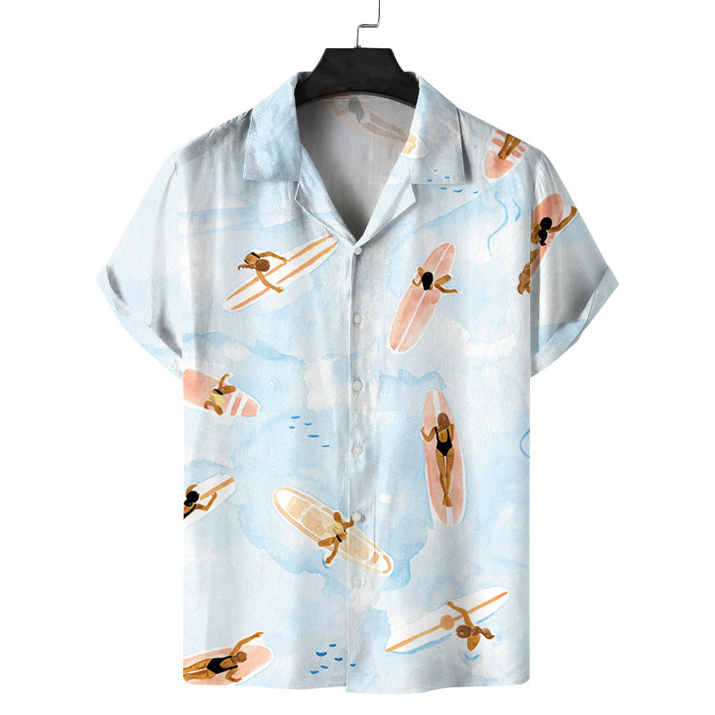 Men Fashion Casual 3D Butterfly Print Lapel Shirt