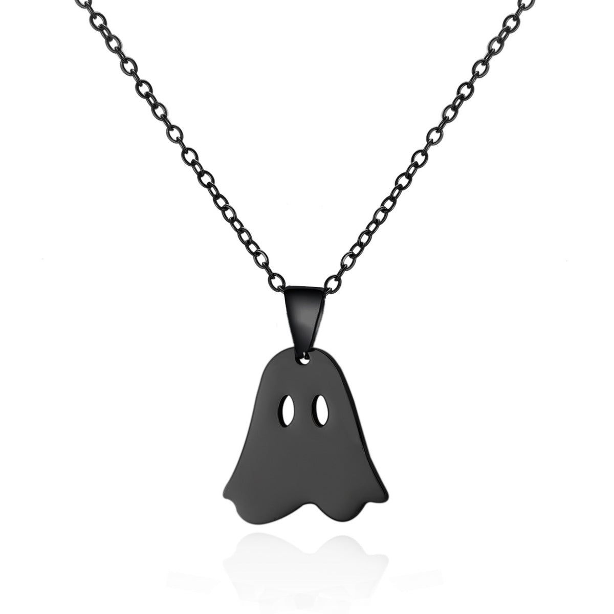 Collar con cara de calabaza de acero de titanio con elementos de Halloween