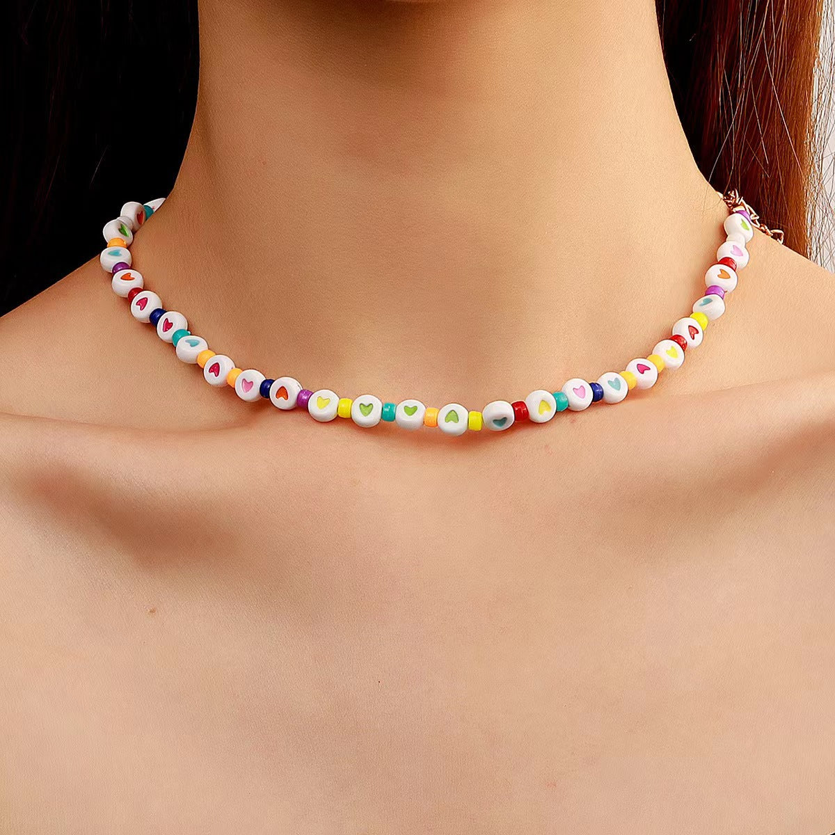 Collar bohemio de cuentas multicolores para mujer