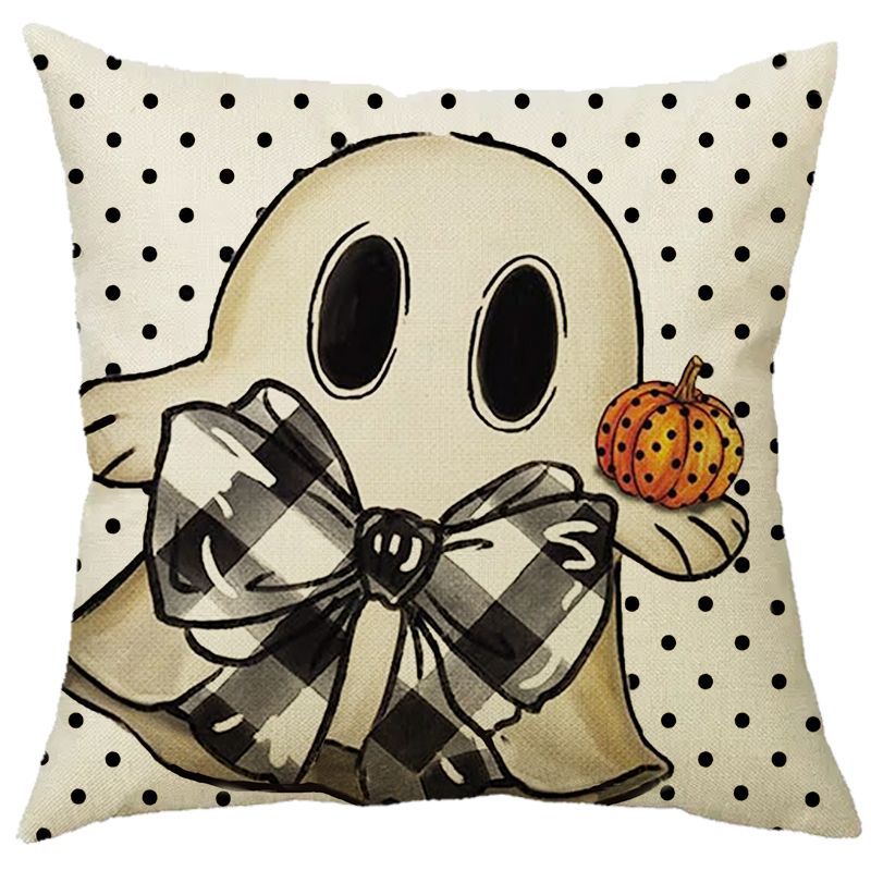 Halloween Pumpkin Skull Print Linen Sofa Cushion Cover