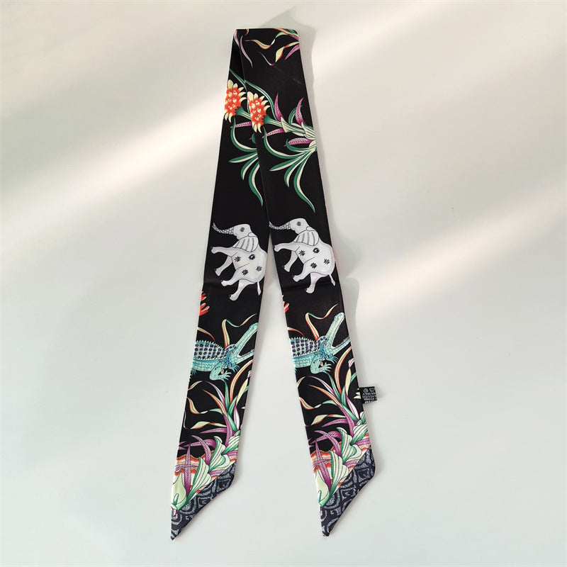 Bufanda con asa para bolso con lazo estampado de moda