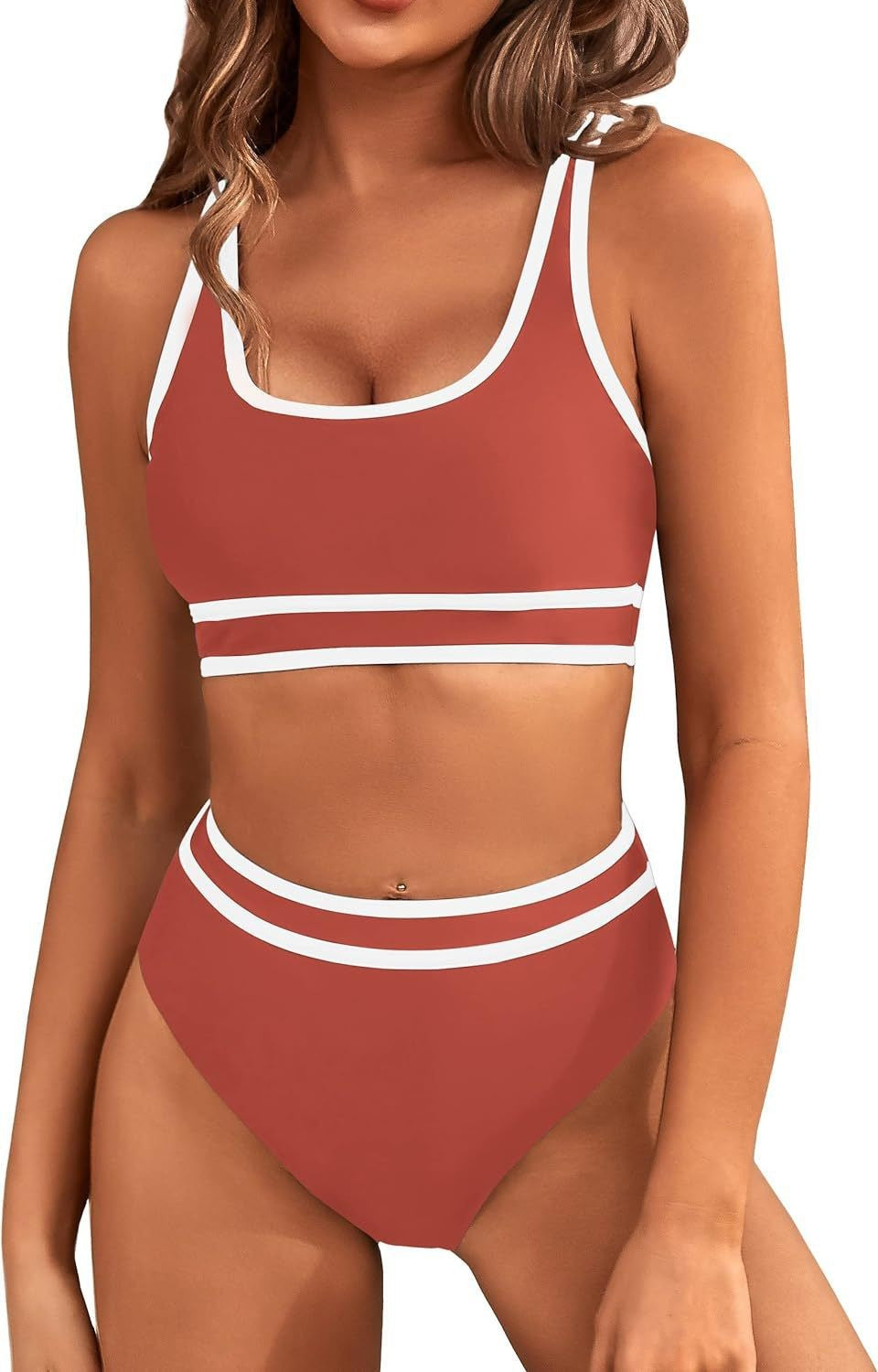 Traje de baño bikini sexy de color sólido a la moda para mujer