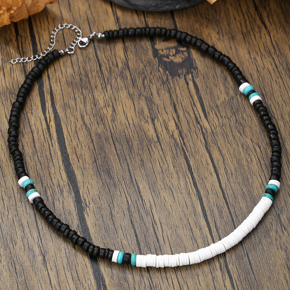 Collar de cuentas turquesas de moda para hombre