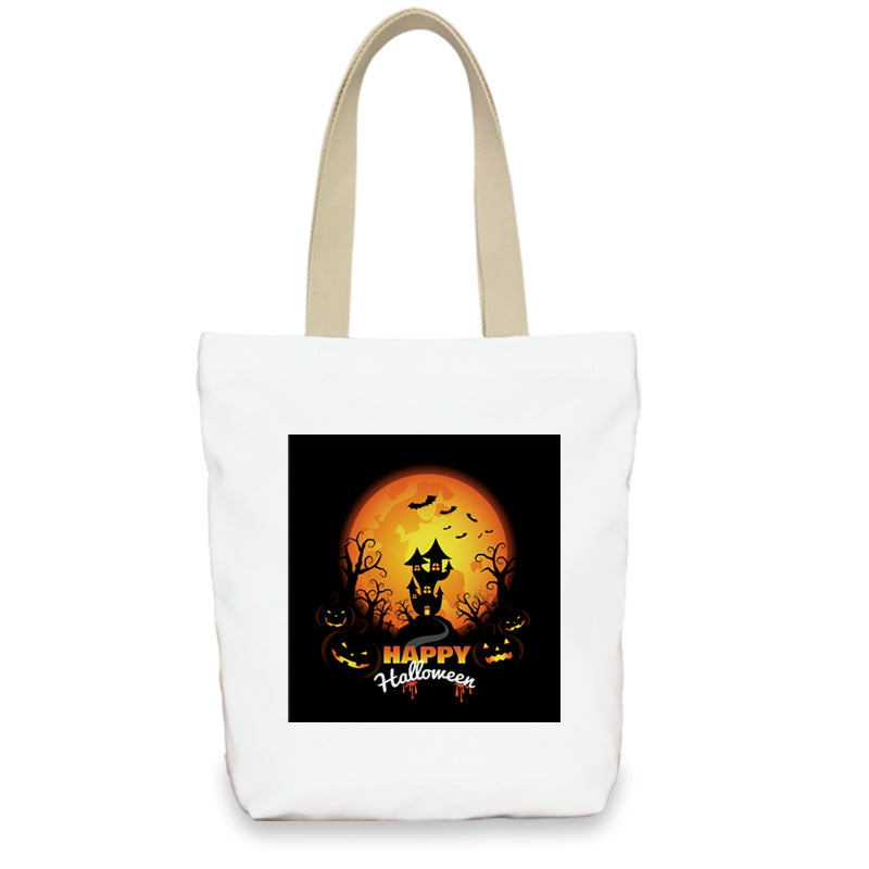 Bolso de lona con diseño de calabaza de Halloween para mujer