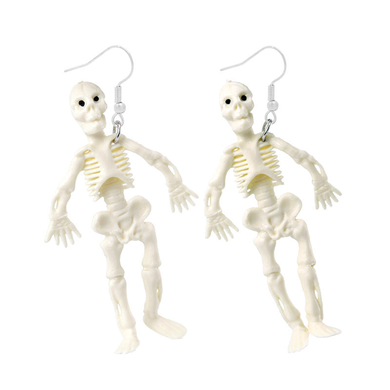 Halloween Women Fashion Exaggerated Resin Skeleton Earrings