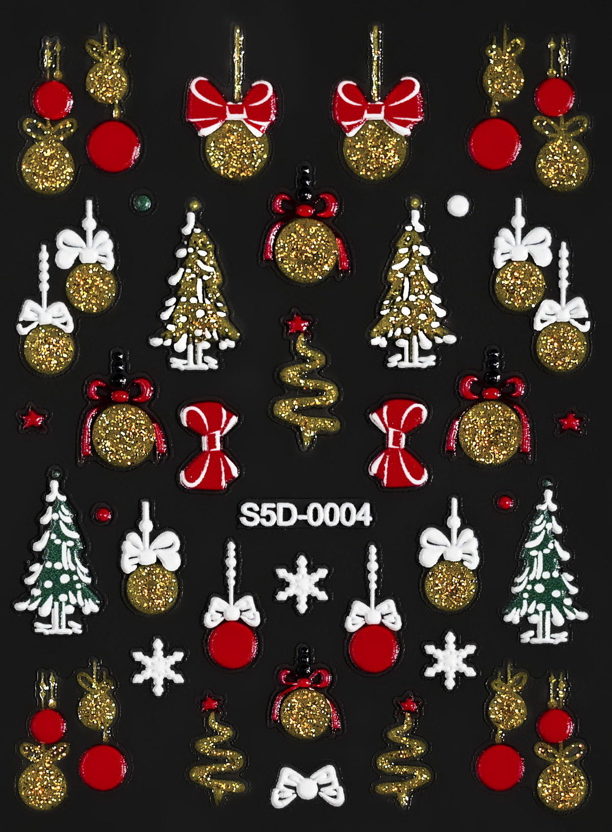 Pegatinas navideñas con purpurina plateada en relieve para uñas