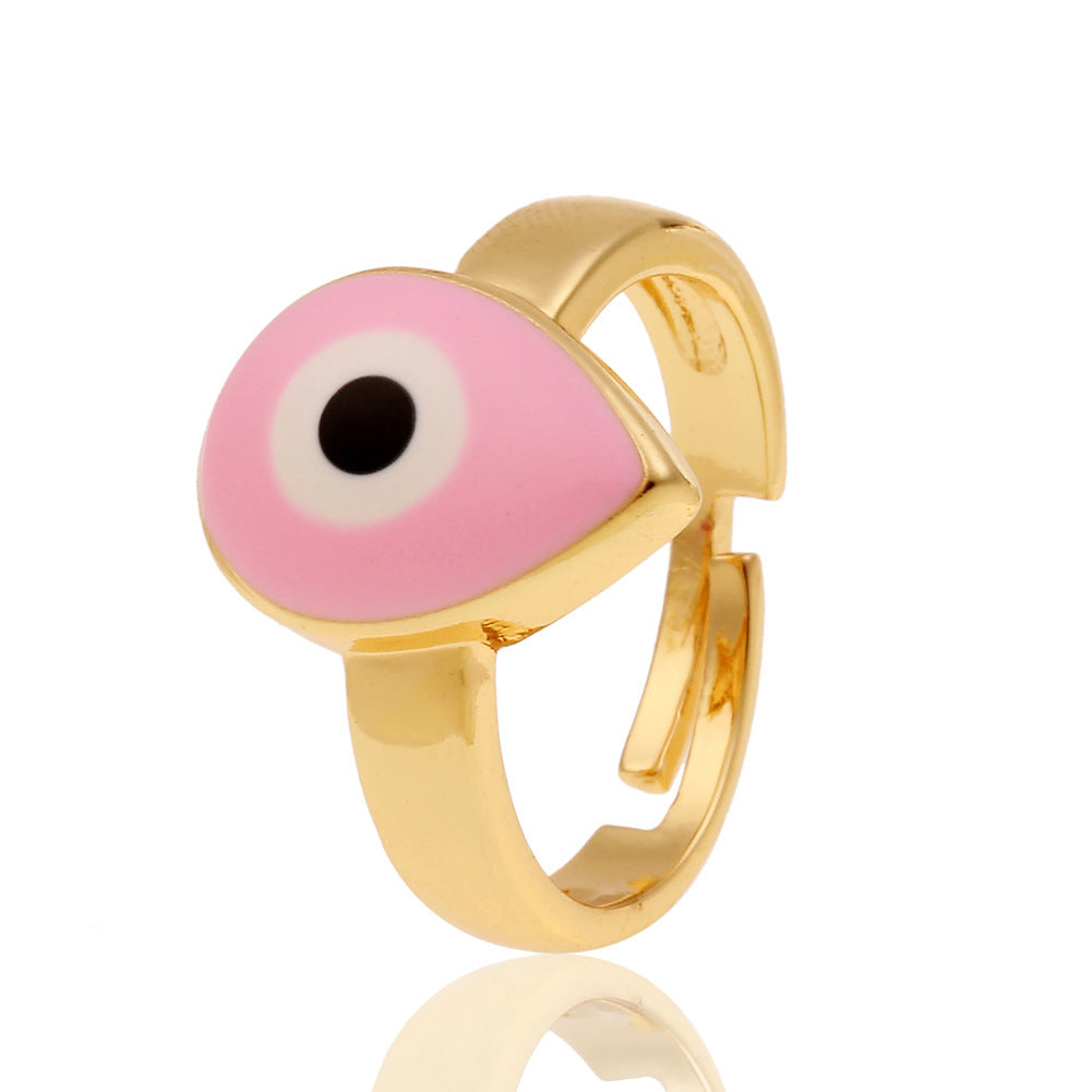 Anillos creativos de moda con diseño de ojo malvado bañados en cobre para mujer